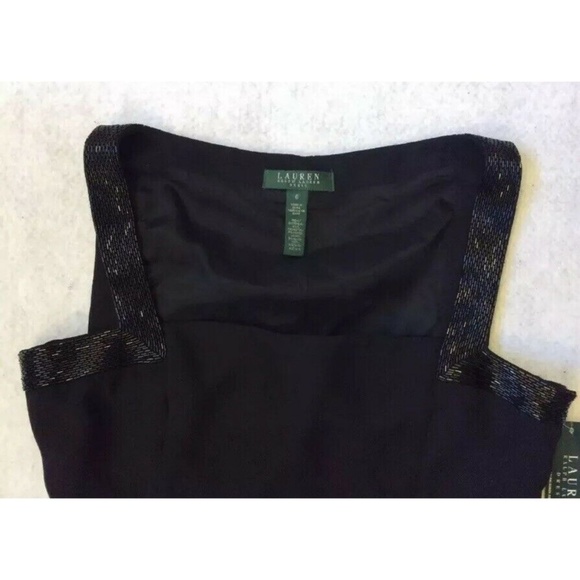Lauren Ralph Lauren Sheath Dress Sz 6 Black Sequin - Picture 2 of 8
